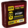 Core Tarps 24 ft x 64 ft Heavy Duty 20 Mil Tarp, Maroon, Polyethylene CT-707-24X64